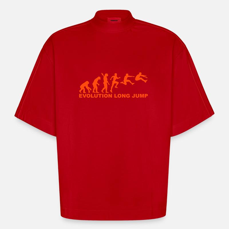 Evolution Long jump - T-shirt bio épais oversize Boxy fabriqué en UE - rouge