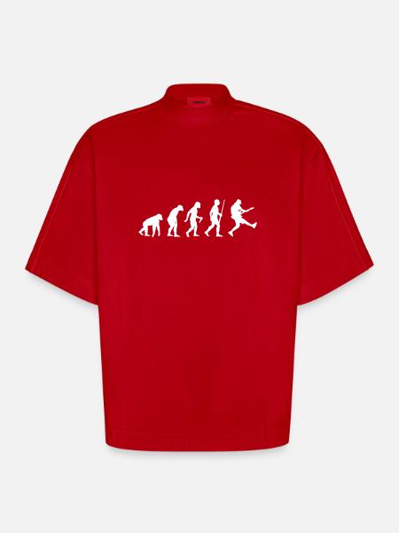 Bass Gitarrist Evolution - Heavyweight Oversized Organic Boxy T-Shirt Made in EU - Rot