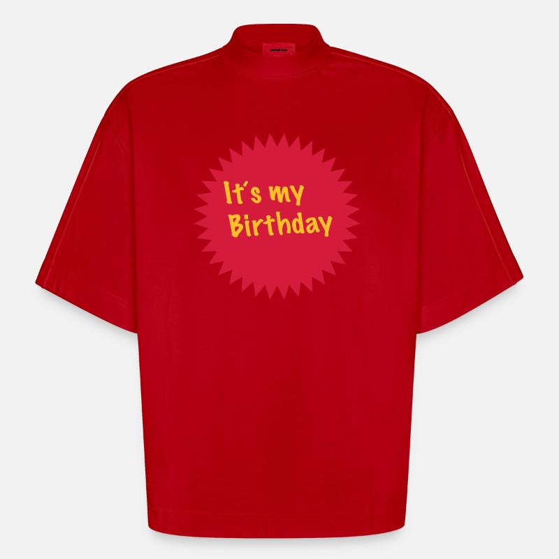 C'est mon anniversaire 2c - T-shirt bio épais oversize Boxy fabriqué en UE - rouge