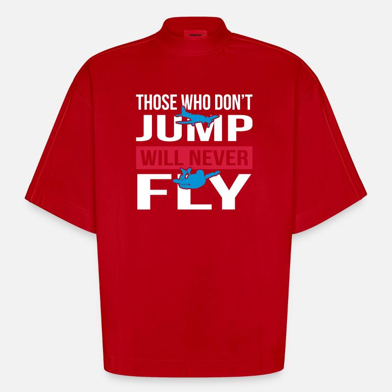 Will Never Fly Skydive - Heavyweight Oversized Organic Boxy T-Shirt Made in EU - Rot