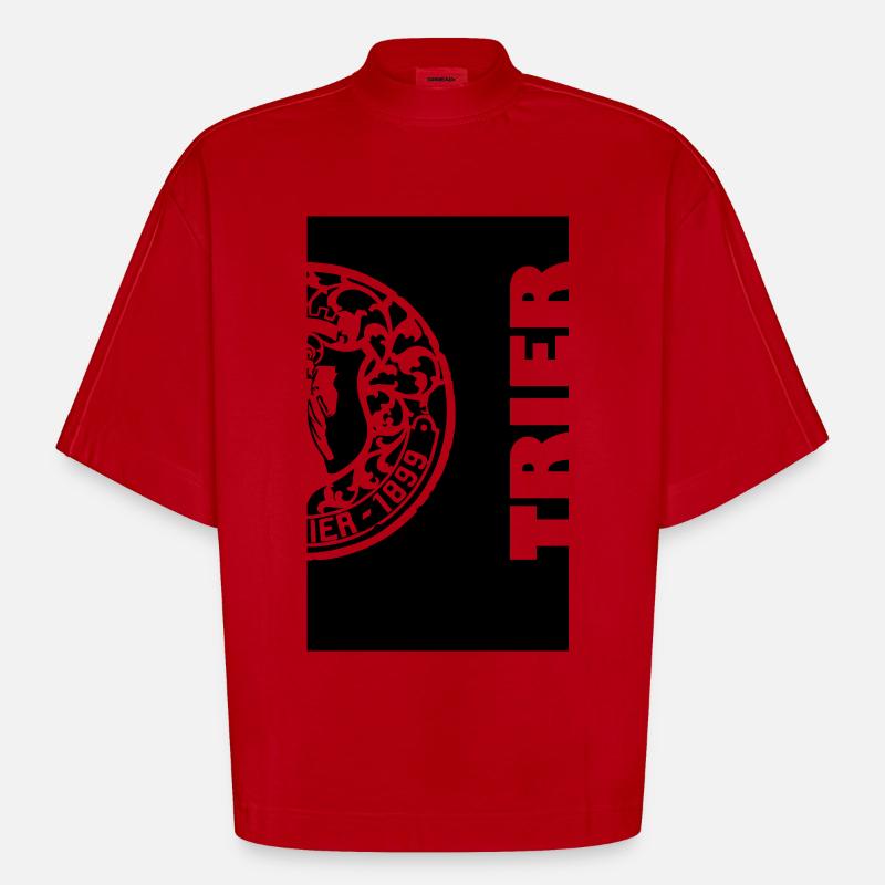 deckel trier halb - Heavyweight Oversized Organic Boxy T-Shirt Made in EU - Rot