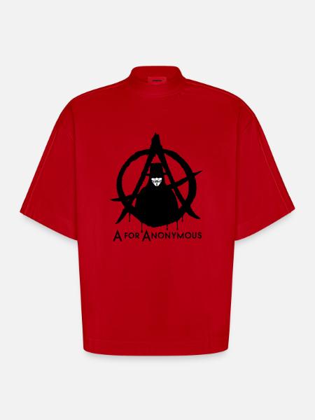 A for Anonymous 2c - Heavyweight Oversized Organic Boxy T-Shirt Made in EU - Rot