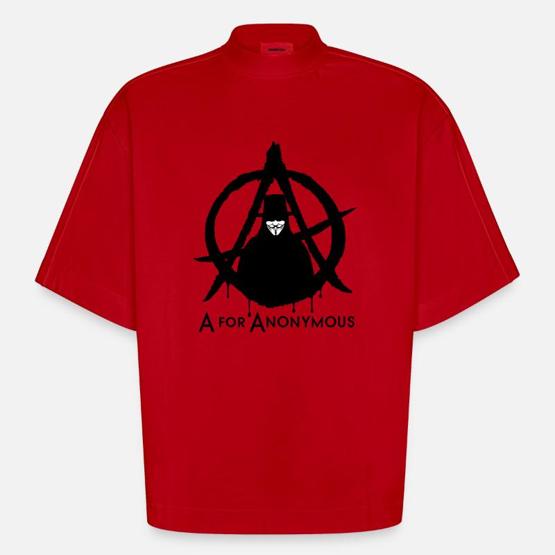 A for Anonymous 2c - Heavyweight Oversized Organic Boxy T-Shirt Made in EU - Rot