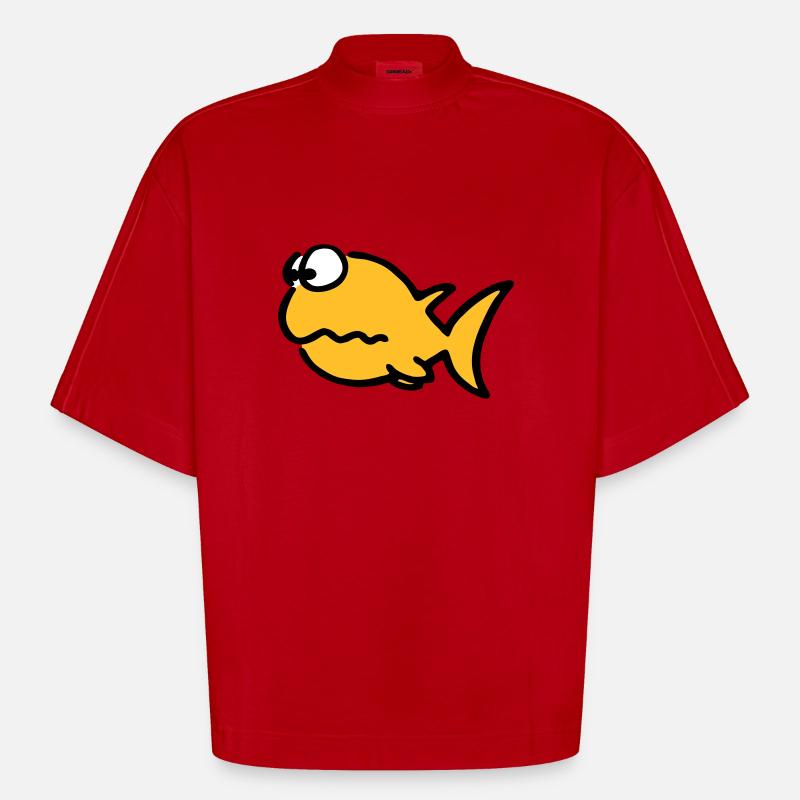 Puzzled fish - Heavyweight Oversized Organic Boxy T-Shirt Made in EU - Rot