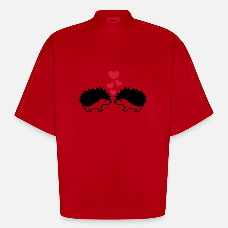 Hérisson - T-shirt bio épais oversize Boxy fabriqué en UE - rouge