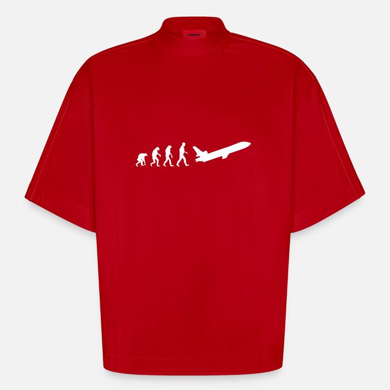 flugzeug evolution - Heavyweight Oversized Organic Boxy T-Shirt Made in EU - Rot