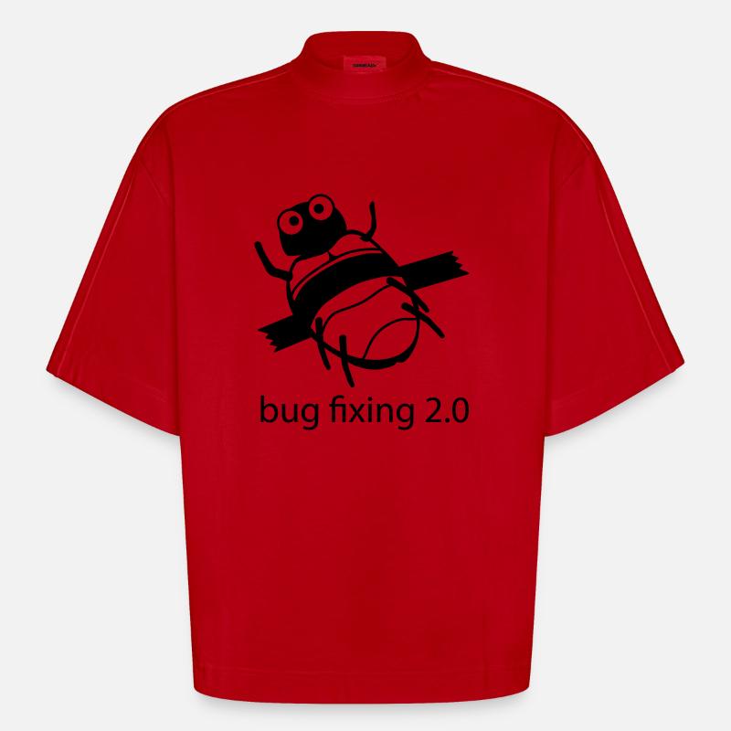 bug fixing einfarbig - Heavyweight Oversized Organic Boxy T-Shirt Made in EU - Rot