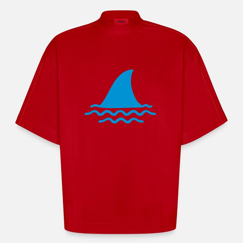 Requin - T-shirt bio épais oversize Boxy fabriqué en UE - rouge