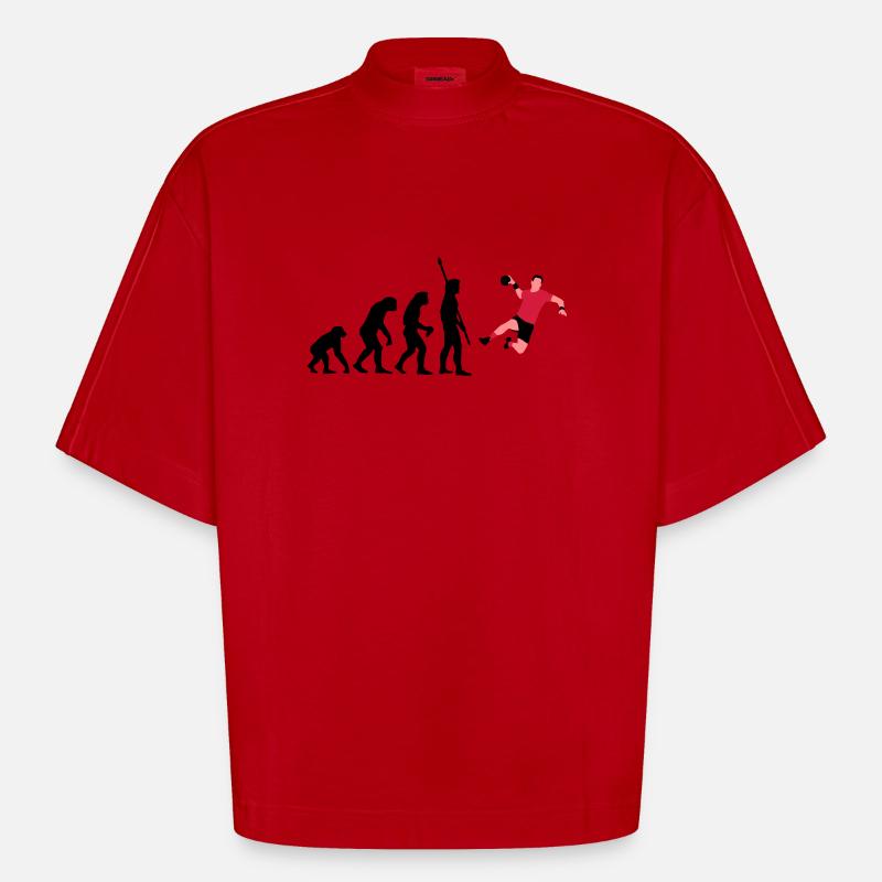 evolution_handballer_a_3c - T-shirt bio épais oversize Boxy fabriqué en UE - rouge