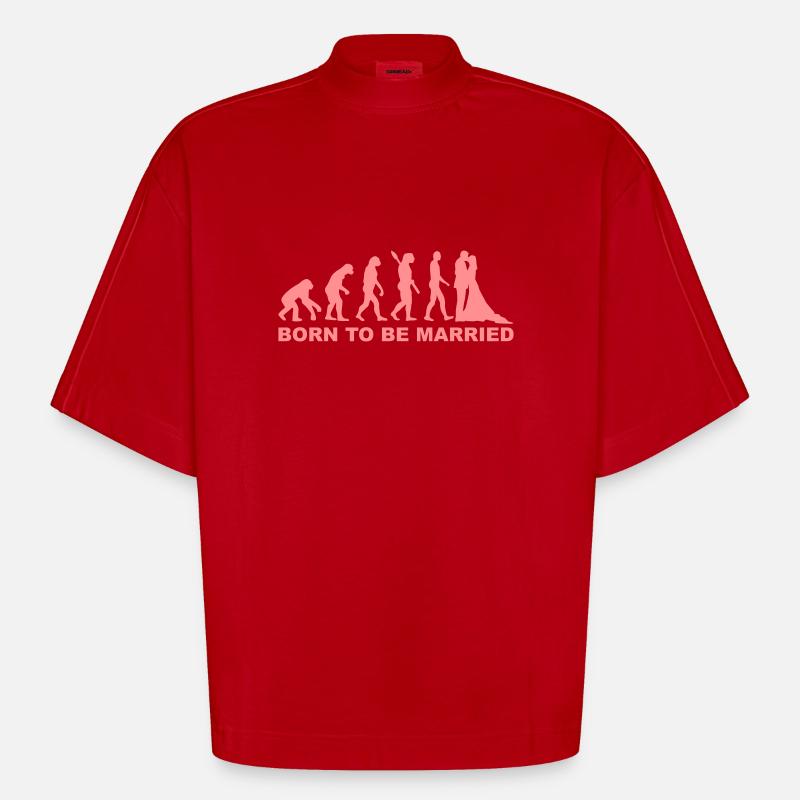 Evolution Wedding - Heavyweight Oversized Organic Boxy T-Shirt Made in EU - red
