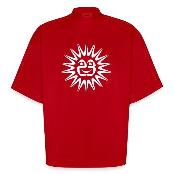 soleil tekno 23 - T-shirt bio épais oversize Boxy fabriqué en UE - rouge - Devant