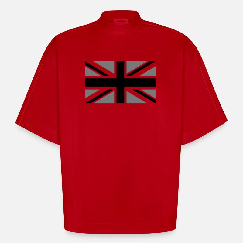 union jack - Heavyweight Oversized Organic Boxy T-Shirt Made in EU - red