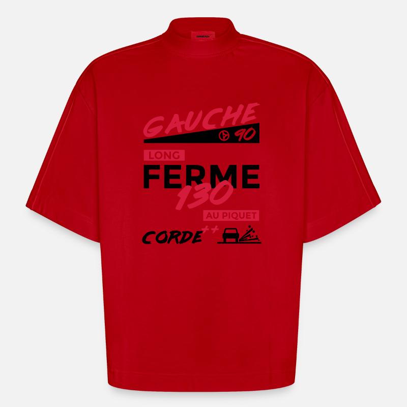 Notes Rallye - Gauche 90 long - T-shirt bio épais oversize Boxy fabriqué en UE - rouge