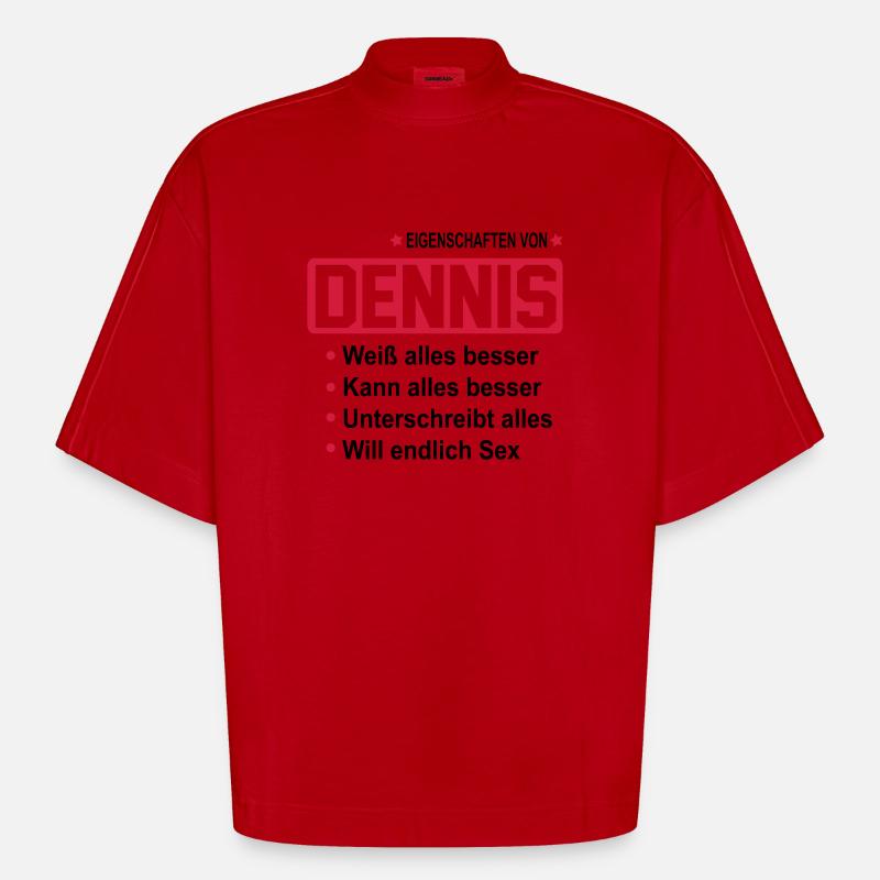 dennis - Heavyweight Oversized Organic Boxy T-Shirt Made in EU - Rot