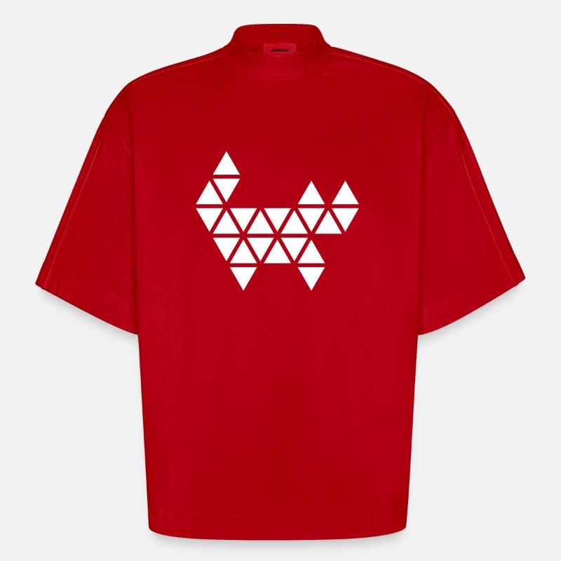 Triangle Katze - Heavyweight Oversized Organic Boxy T-Shirt Made in EU - Rot