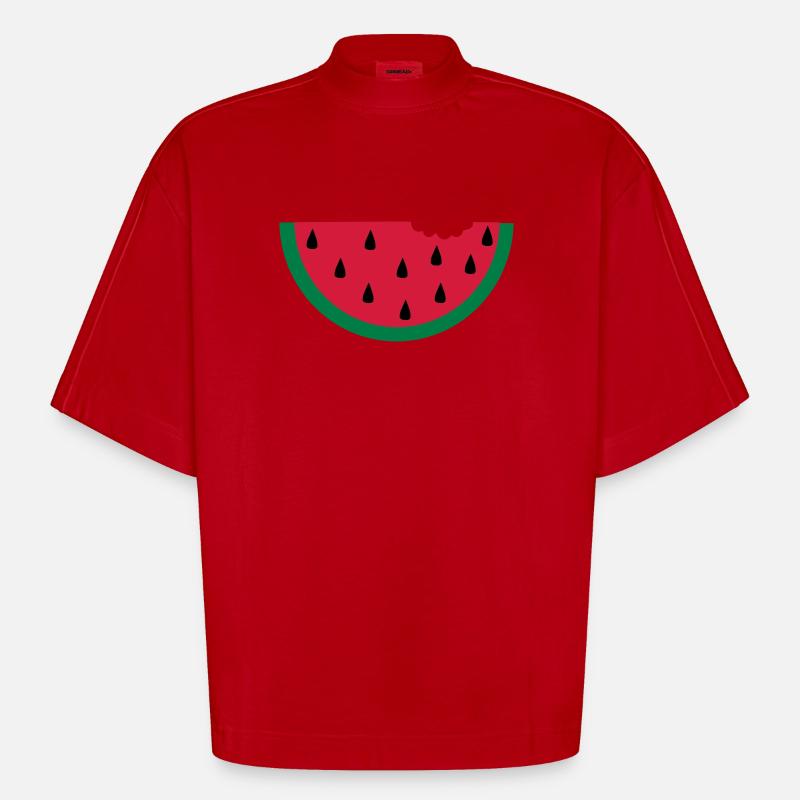 fruit pastèque pastèque - T-shirt bio épais oversize Boxy fabriqué en UE - rouge