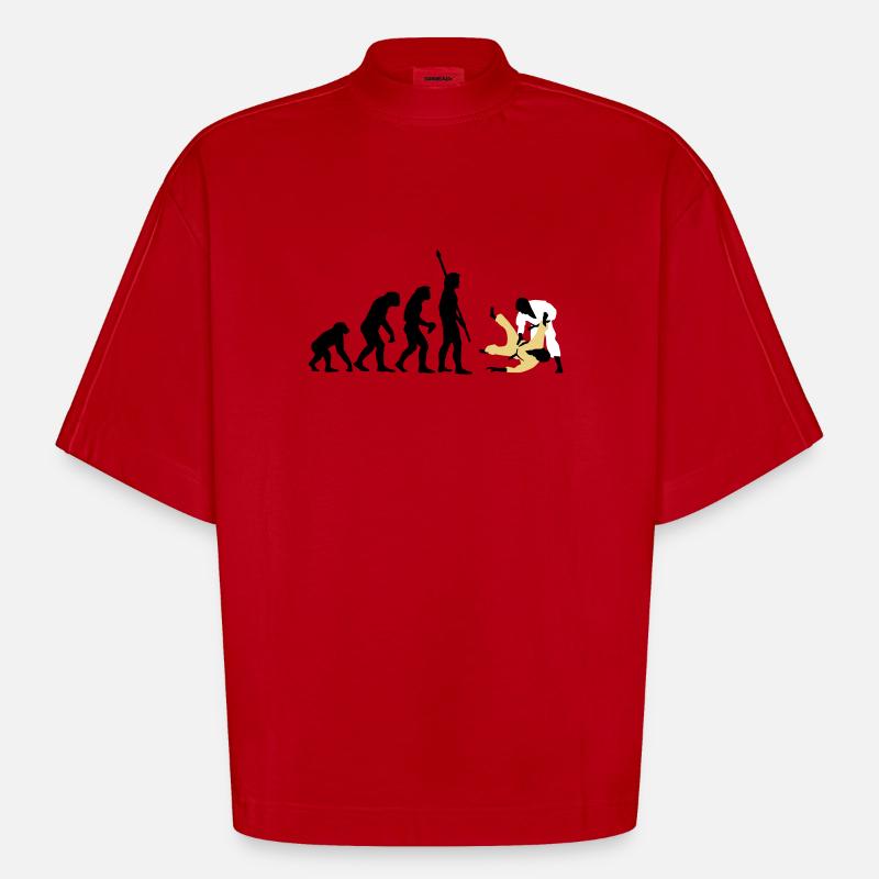 evolution_judo_a_3c - T-shirt bio épais oversize Boxy fabriqué en UE - rouge