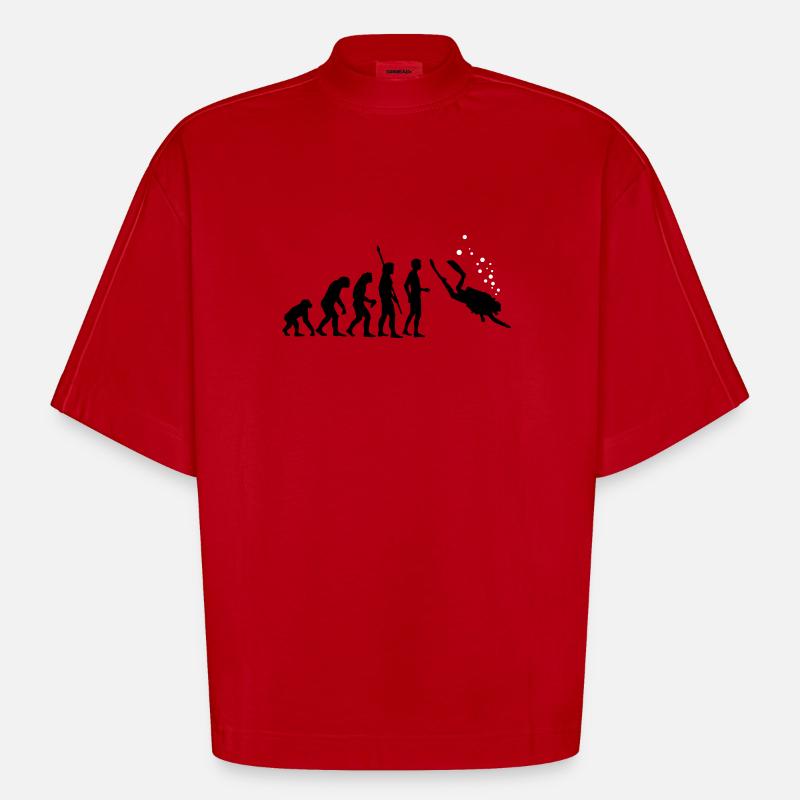 evolution_taucher_c_2c - Heavyweight Oversized Organic Boxy T-Shirt Made in EU - red