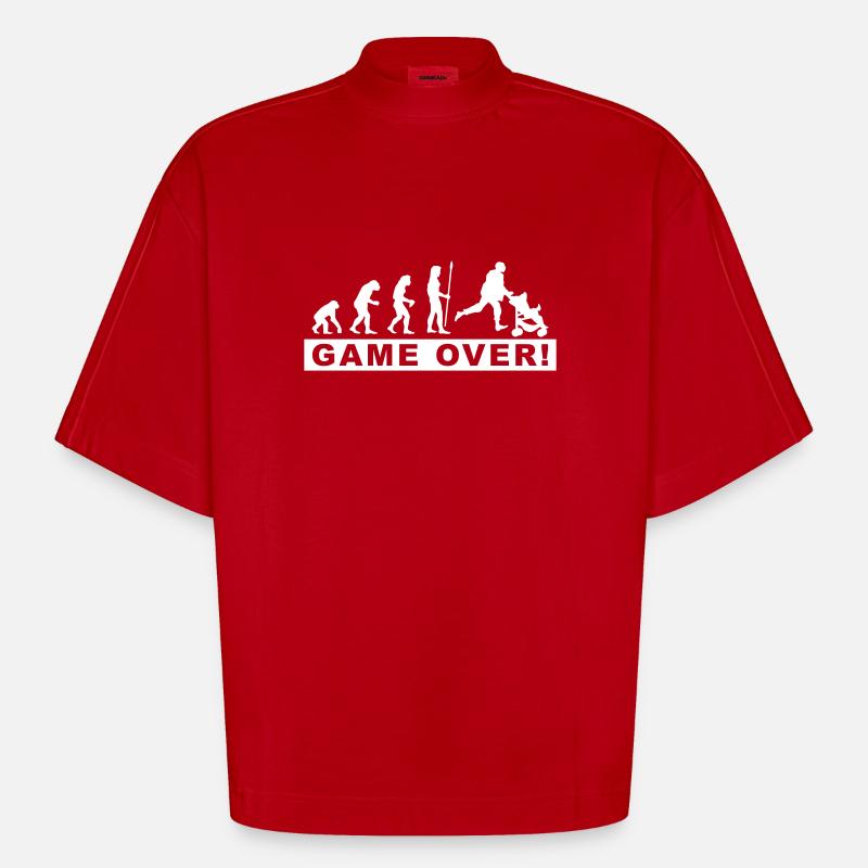 evolution_papa2 - T-shirt bio épais oversize Boxy fabriqué en UE - rouge