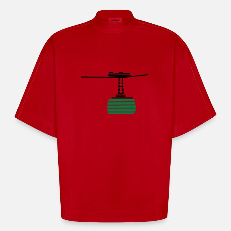 Seilbahn 2 - Heavyweight Oversized Organic Boxy T-Shirt Made in EU - Rot