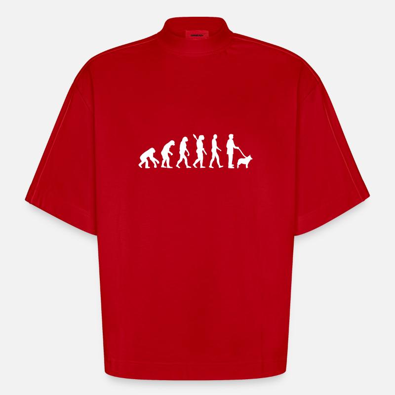 Schipperke - T-shirt bio épais oversize Boxy fabriqué en UE - rouge