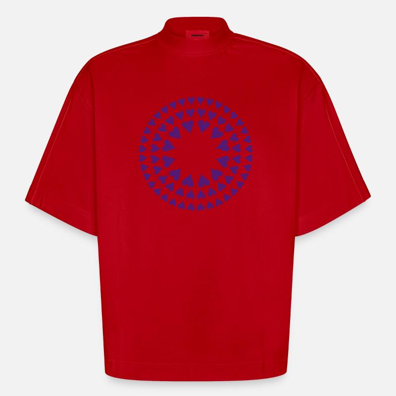 Herz - Mandala - Heavyweight Oversized Organic Boxy T-Shirt Made in EU - Rot
