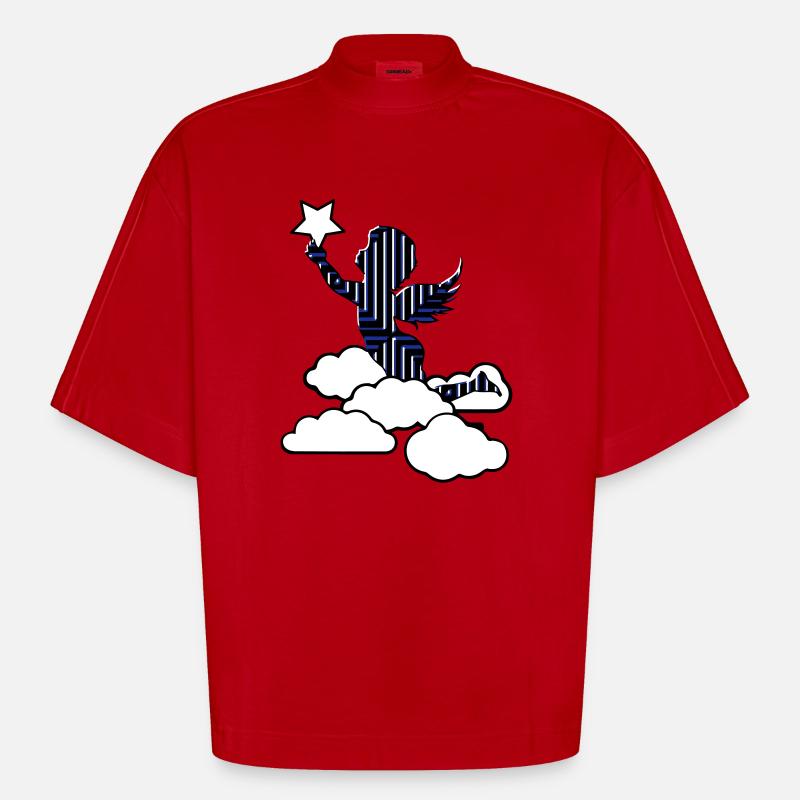 Angel gothic star - Heavyweight Oversized Organic Boxy T-Shirt Made in EU - red