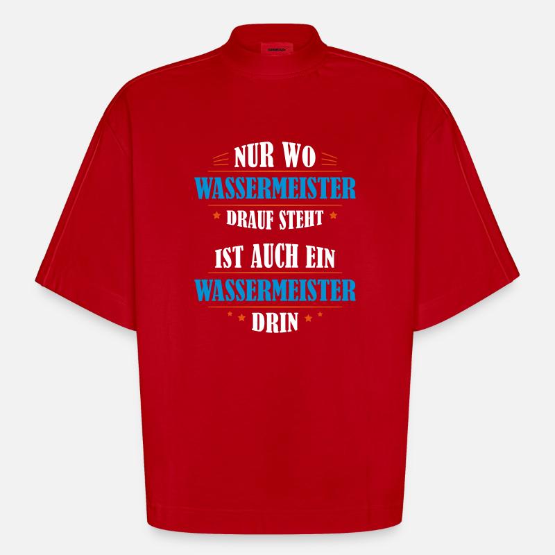 Wassermeister Beruf Geschenk - Heavyweight Oversized Organic Boxy T-Shirt Made in EU - Rot