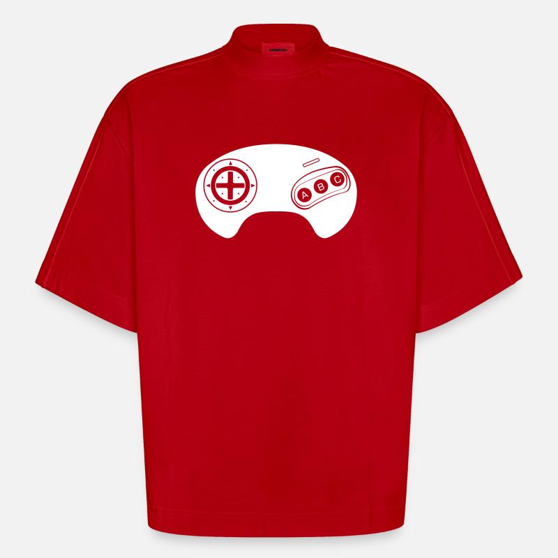 Mega Retro Controller - Heavyweight Oversized Organic Boxy T-Shirt Made in EU - Rot