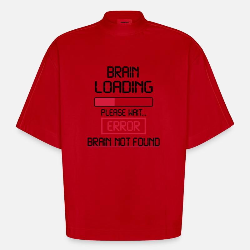 brain loading error - Heavyweight Oversized Organic Boxy T-Shirt Made in EU - red