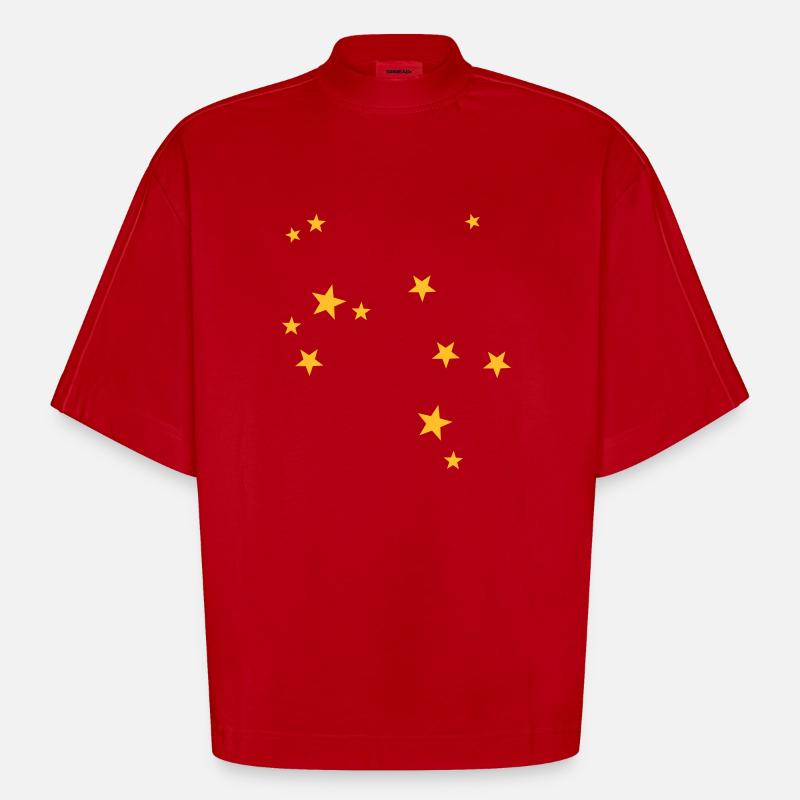 Sagittarius starsign - Heavyweight Oversized Organic Boxy T-Shirt Made in EU - red