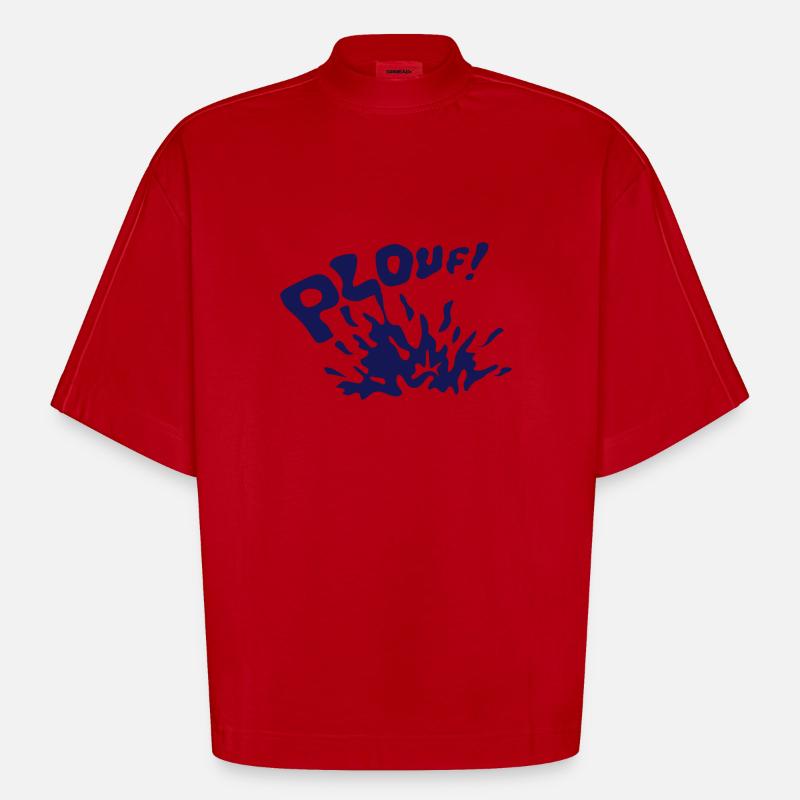 ploufe eclaboussure eau flotte 2803) - T-shirt bio épais oversize Boxy fabriqué en UE - rouge