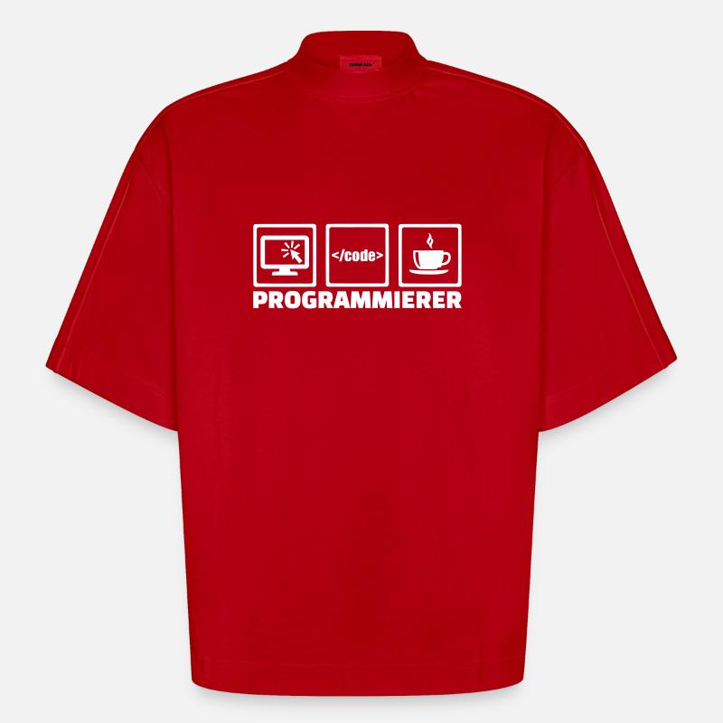 Programmierer - Heavyweight Oversized Organic Boxy T-Shirt Made in EU - Rot