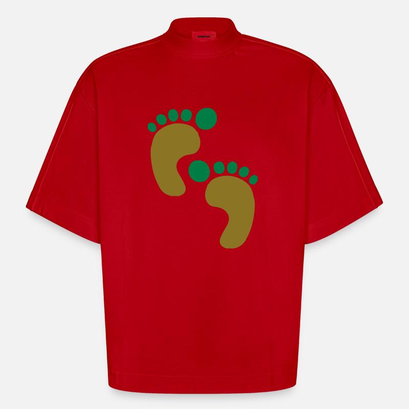 footprints2 - Heavyweight Oversized Organic Boxy T-Shirt Made in EU - Rot