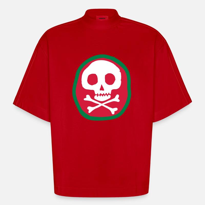 Schädel und Knochen - Heavyweight Oversized Organic Boxy T-Shirt Made in EU - Rot
