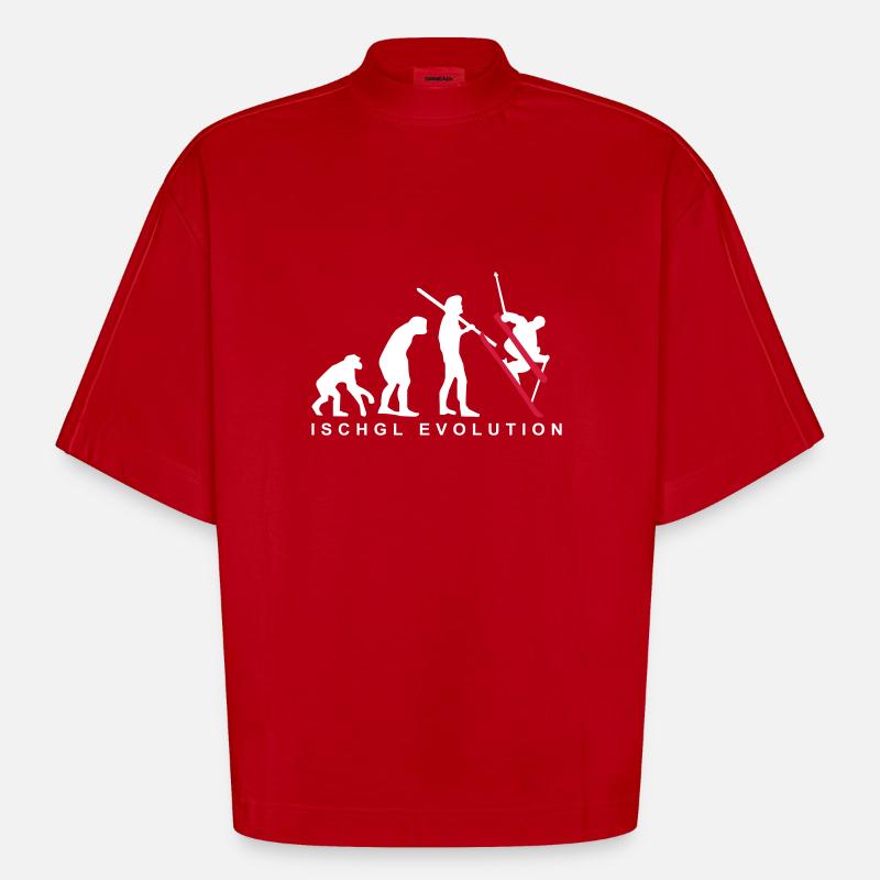 Ischgl Evolution Ski - Heavyweight Oversized Organic Boxy T-Shirt Made in EU - Rot