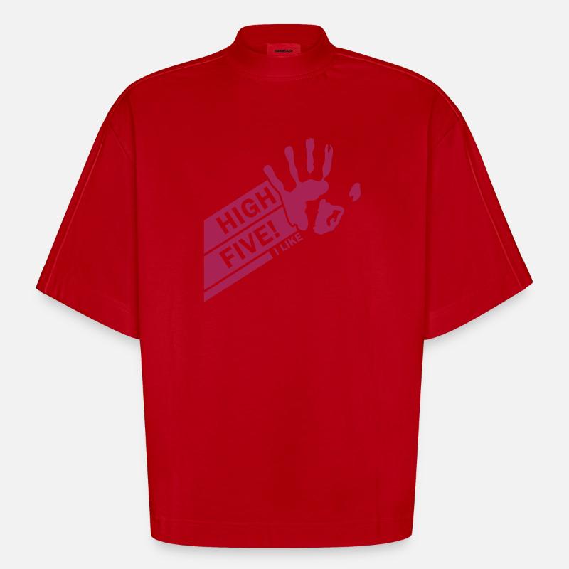 High Five einfarbig - Heavyweight Oversized Organic Boxy T-Shirt Made in EU - Rot