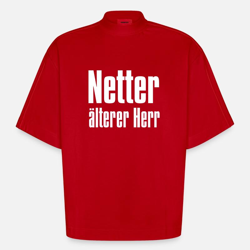 netter, älterer Herr - Heavyweight Oversized Organic Boxy T-Shirt Made in EU - Rot
