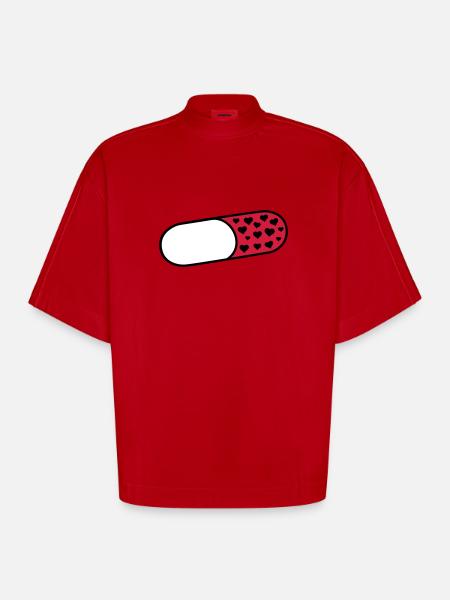 pill - Heavyweight Oversized Organic Boxy T-Shirt Made in EU - red