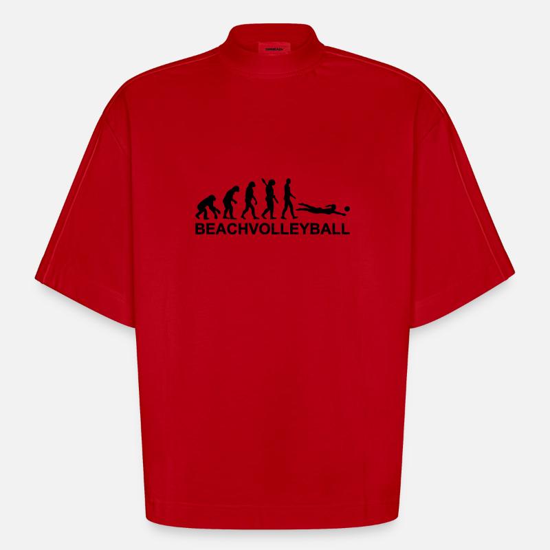 Évolution Beach volley - T-shirt bio épais oversize Boxy fabriqué en UE - rouge