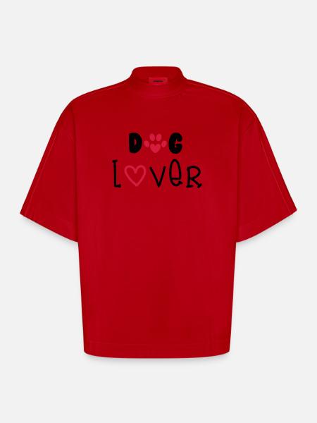 Dog Lover - Heavyweight Oversized Organic Boxy T-Shirt Made in EU - red