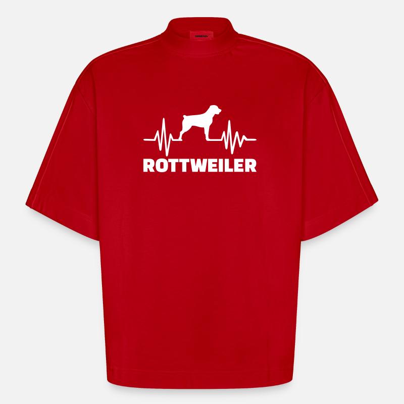 Rottweiler - T-shirt bio épais oversize Boxy fabriqué en UE - rouge