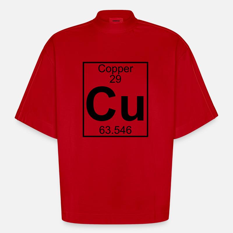 Element 29 - Cu (copper) - Full - Heavyweight Oversized Organic Boxy T-Shirt Made in EU - Rot