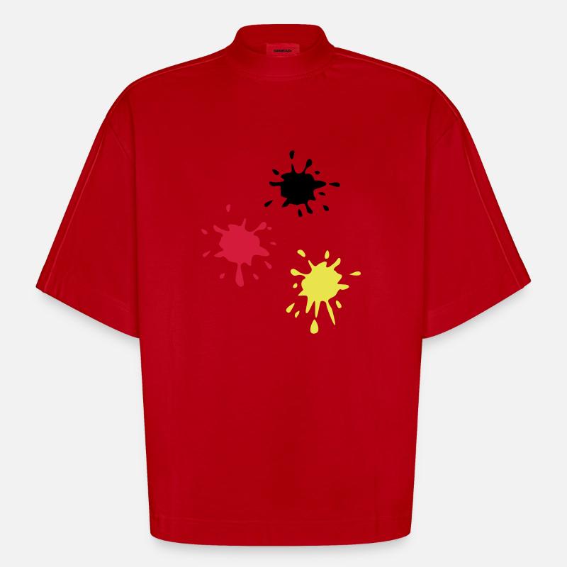 Kunst, Klecks, kunstklecks (super cheap!) - Heavyweight Oversized Organic Boxy T-Shirt Made in EU - Rot
