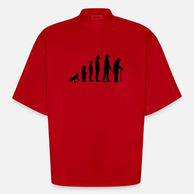 Evolution Pensioner - Heavyweight Oversized Organic Boxy T-Shirt Made in EU - red