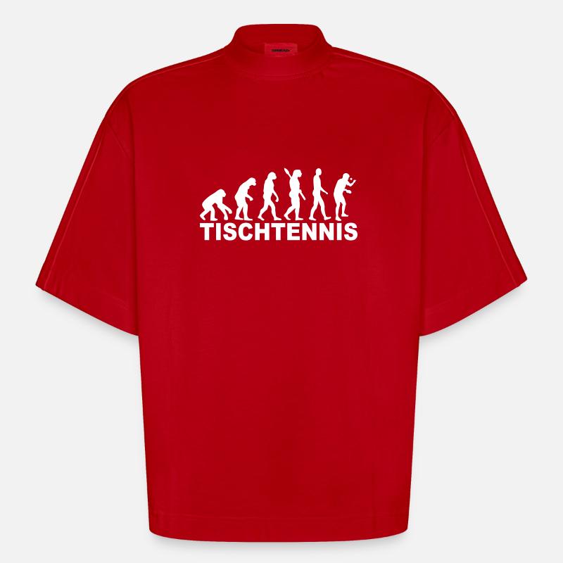 Table Tennis Evolution - Heavyweight Oversized Organic Boxy T-Shirt Made in EU - red