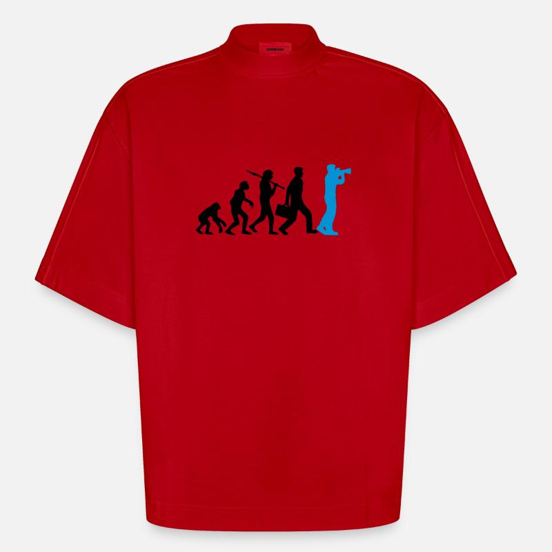 Fotograf Kamera Evolution - Heavyweight Oversized Organic Boxy T-Shirt Made in EU - Rot