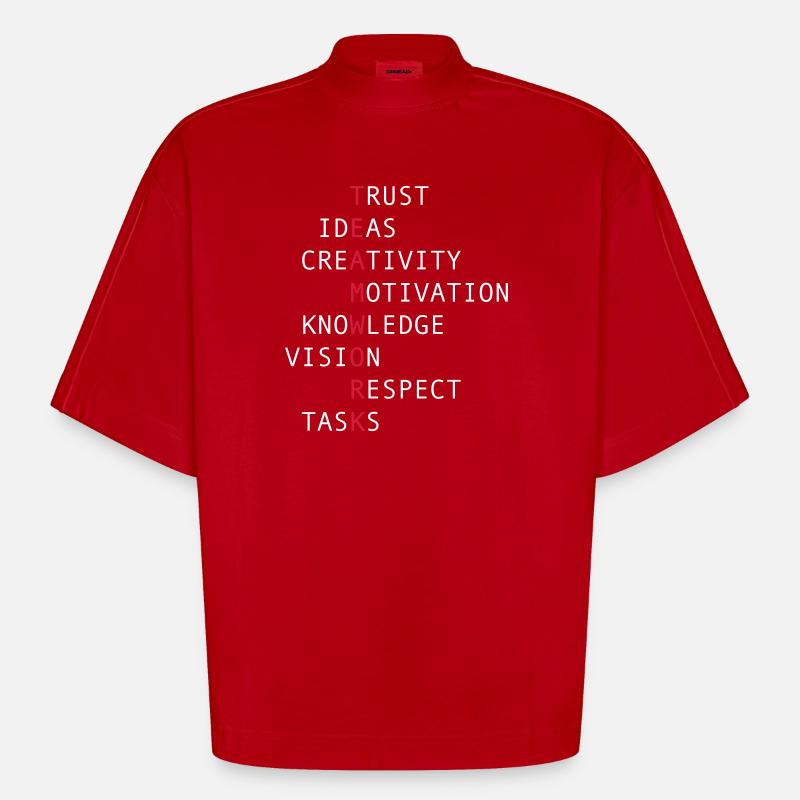 Travail d'équipe - T-shirt bio épais oversize Boxy fabriqué en UE - rouge