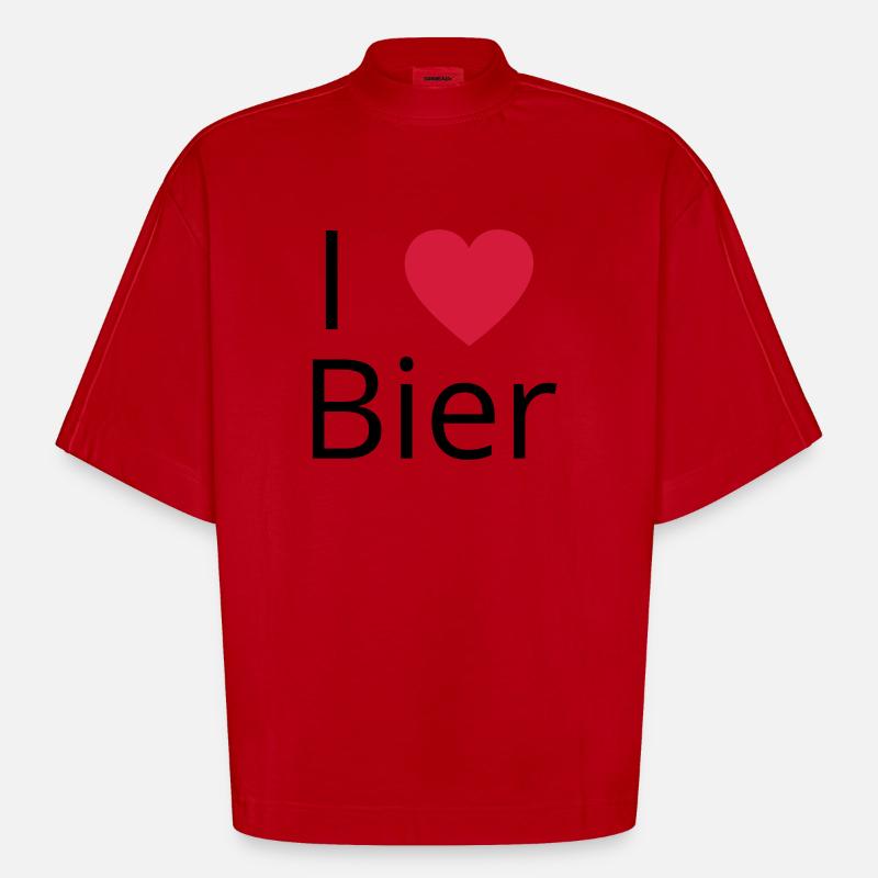 Ich liebe Bier Gechenkidee - Heavyweight Oversized Organic Boxy T-Shirt Made in EU - Rot
