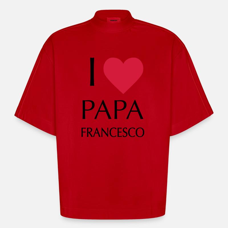 ICH LIEBE DAD FRANCESCO - Heavyweight Oversized Organic Boxy T-Shirt Made in EU - Rot